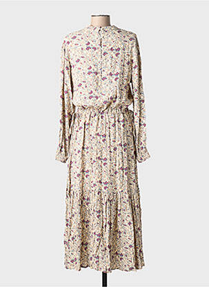 Robe longue imprimé fantaisie manches longues beige ARTLOVE femme