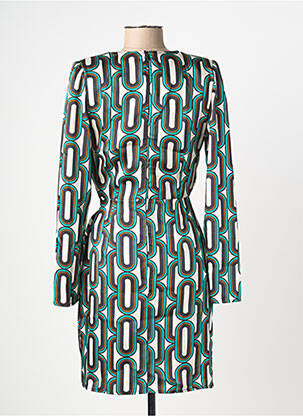 Robe courte fermeture zippée au dos manches longues vert MORGAN femme