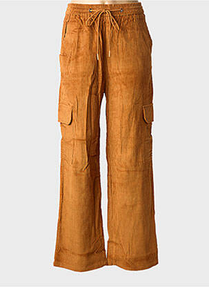 Pantalon cargo taille élastique marron ORFEO femme
