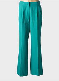 Pantalon droit fermeture zippée sous rabat avec crochet vert MORGAN femme