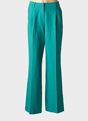 Pantalon droit fermeture zippée sous rabat avec crochet vert MORGAN femme