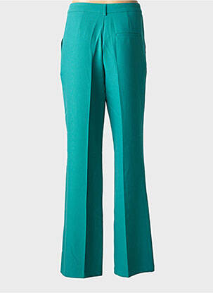 Pantalon droit fermeture zippée sous rabat avec crochet vert MORGAN femme