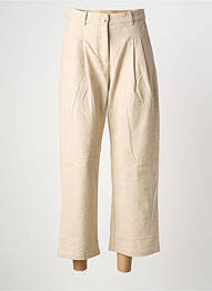 Pantalon 7/8 fermeture zippée sous rabat boutonné beige RUE MAZARINE femme