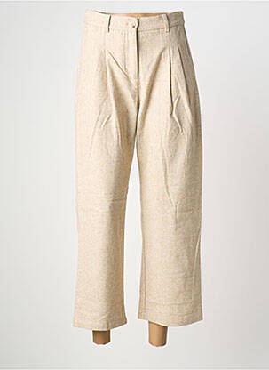Pantalon 7/8 fermeture zippée sous rabat boutonné beige RUE MAZARINE femme