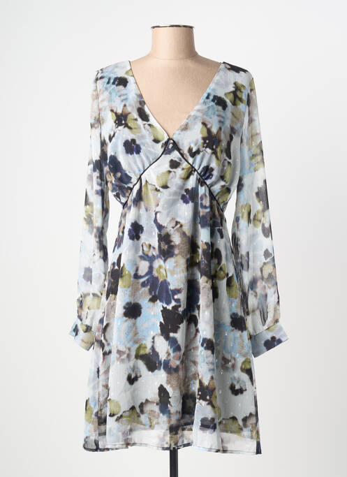 Robe courte coupe évasée manches longues bleu MORGAN femme