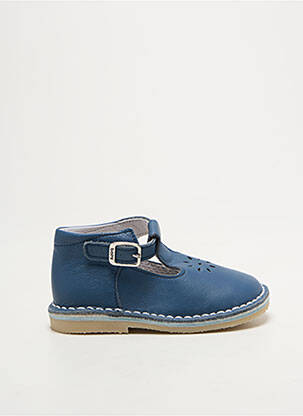 Bottillons tissage satiné bout rond bleu BOPY enfant