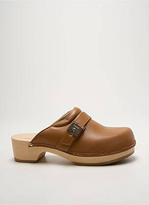 Mules/sabots tissage satiné talon de 4 à 6cm marron SCHOLL femme