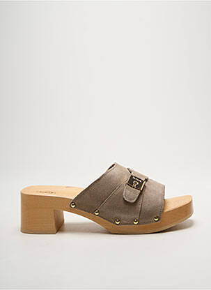 Mules/sabots semi compensé talon de 4 à 6cm gris SCHOLL femme