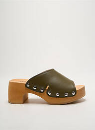Mules/sabots tissage satiné talon de 4 à 6cm vert SCHOLL femme