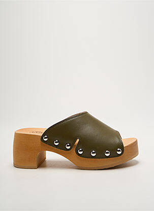 Mules/sabots semi compensé talon de 4 à 6cm vert SCHOLL femme