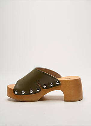 Mules/sabots tissage satiné talon de 4 à 6cm vert SCHOLL femme