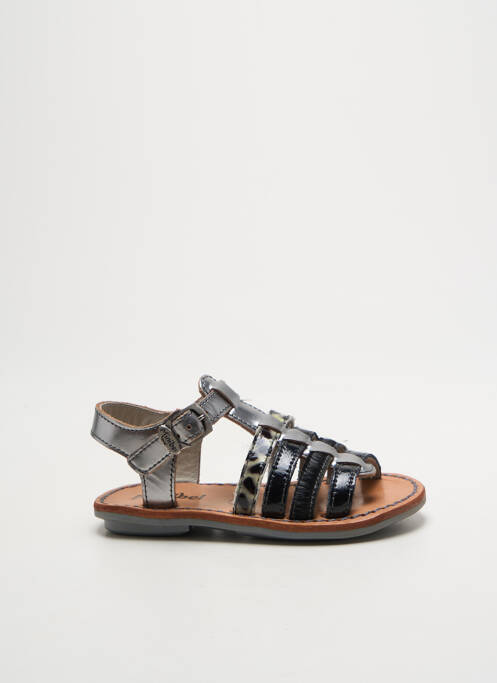 Sandales/nu pieds tissage satiné bout ouvert argent MINIBEL fille