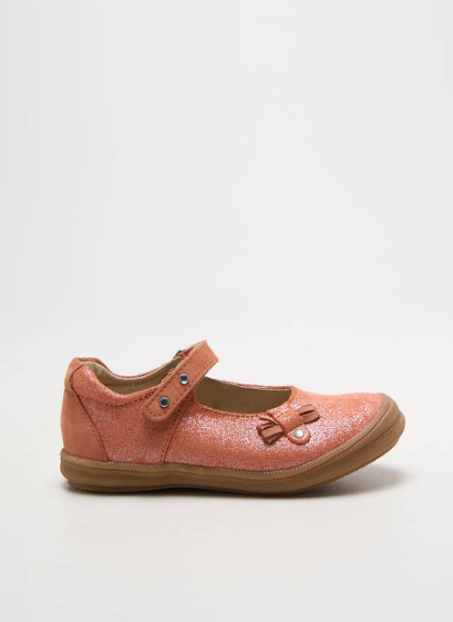 Ballerines tissage satiné bout rond orange MINIBEL fille