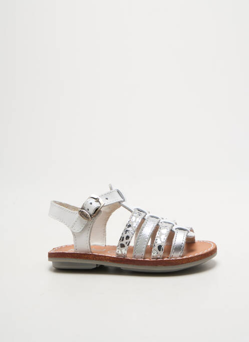 Sandales/nu pieds tissage satiné bout ouvert argent MINIBEL fille