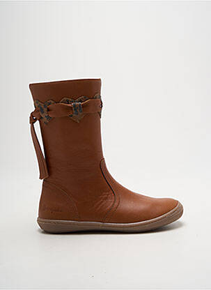 Bottes tissage satiné bout rond marron BABYBOTTE fille