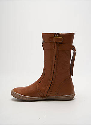 Bottes tissage satiné bout rond marron BABYBOTTE fille