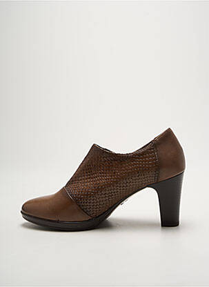 Derbies tissage satiné talon de 7 à 9cm marron BAERCHI femme
