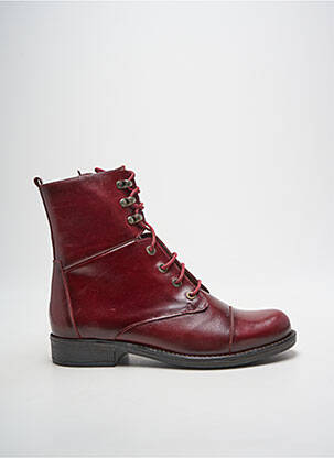 Bottines/boots matière lisse talon plat jusqu'à 3cm rouge ROCK & ROSE femme