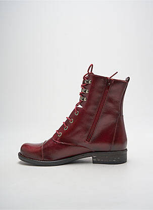 Bottines/boots matière lisse talon plat jusqu'à 3cm rouge ROCK & ROSE femme