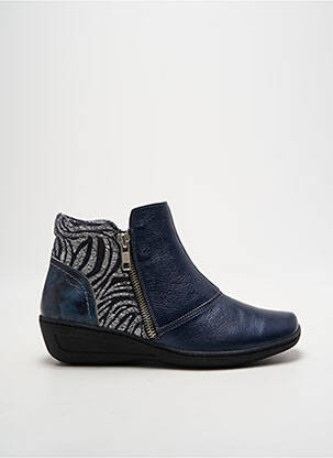 Bottines/boots matière lisse talon plat jusqu'à 3cm bleu OTTILIA femme