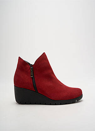 Bottines/boots bout rond talon de 4 à 6cm rouge OTTILIA femme