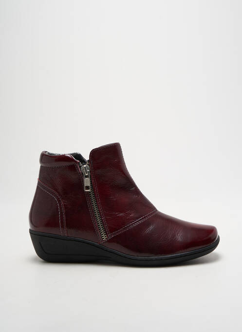 Bottines/boots fermeture zippée talon de 4 à 6cm rouge OTTILIA femme