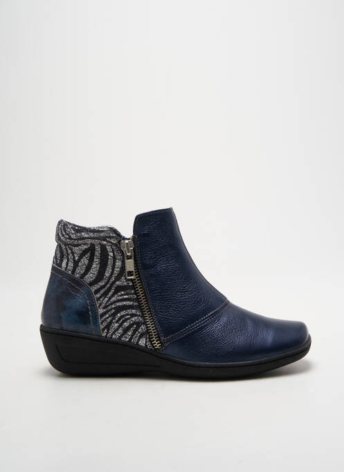 Bottines/boots matière lisse talon plat jusqu'à 3cm bleu OTTILIA femme