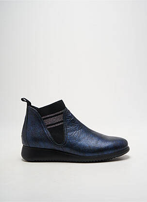 Bottines/boots matière lisse talon plat jusqu'à 3cm bleu BAERCHI femme