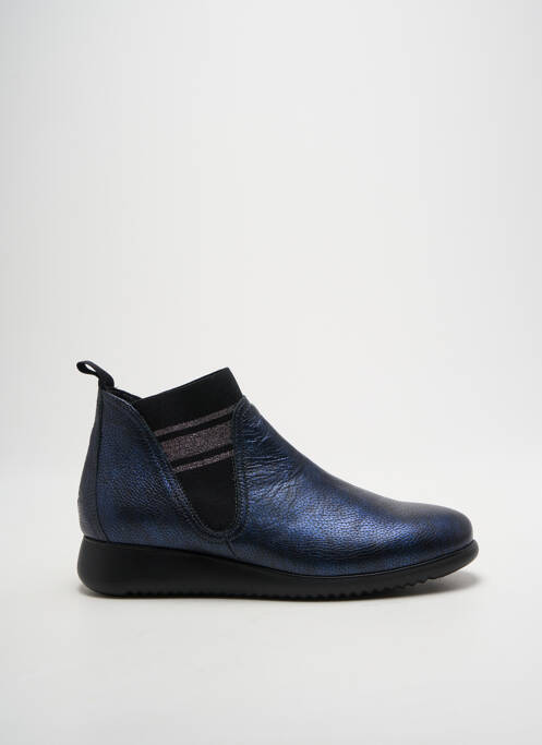 Bottines/boots matière lisse talon plat jusqu'à 3cm bleu BAERCHI femme