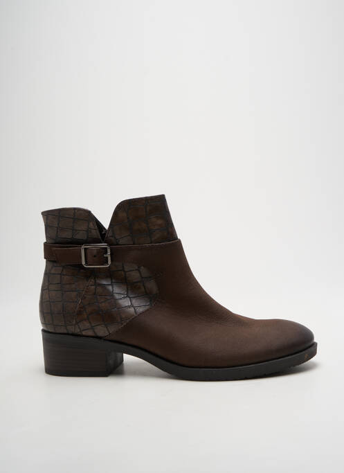 Bottines/boots tissage satiné talon plat jusqu'à 3cm marron TAMARIS femme