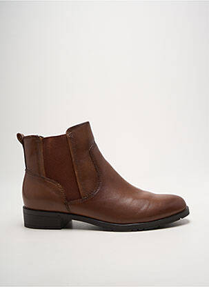 Bottines/boots tissage satiné talon plat jusqu'à 3cm marron JANA femme