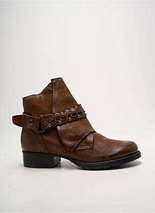 Bottines/boots tissage satiné talon plat jusqu'à 3cm marron METAMORF'OSE femme