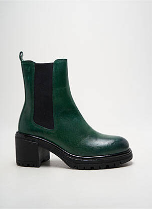 Bottines/boots tissage satiné talon de 4 à 6cm vert GOLDEN BROWN femme