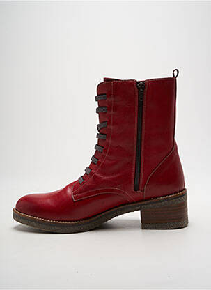 Bottines/boots matière lisse talon de 4 à 6cm rouge VALERIA'S femme