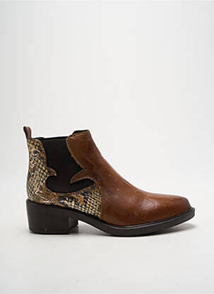 Bottines/boots tissage satiné talon de 4 à 6cm marron MEDELLIN femme