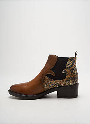Bottines/boots tissage satiné talon de 4 à 6cm marron MEDELLIN femme