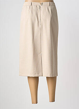 Jupe mi-longue coupe droite beige 20/20 femme
