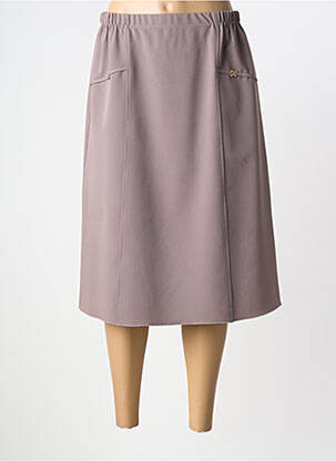 Jupe mi-longue coupe droite marron PLURIELLES femme