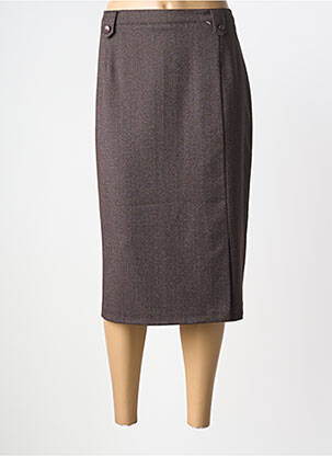 Jupe mi-longue coupe droite marron 20/20 femme
