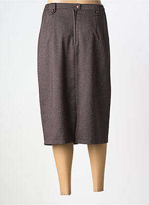 Jupe mi-longue coupe droite marron 20/20 femme