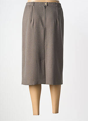 Jupe mi-longue coupe droite marron 20/20 femme