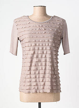T-shirt stretch manches courtes beige PLURIELLES femme