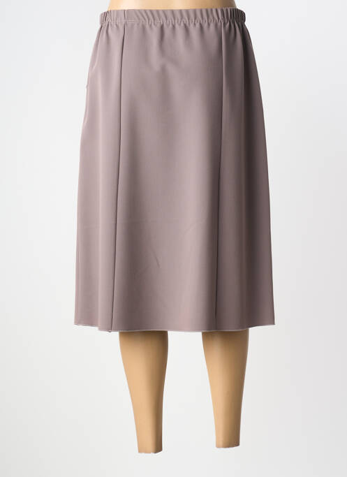 Jupe mi-longue coupe droite marron PLURIELLES femme