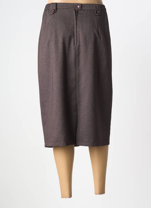 Jupe mi-longue coupe droite marron 20/20 femme
