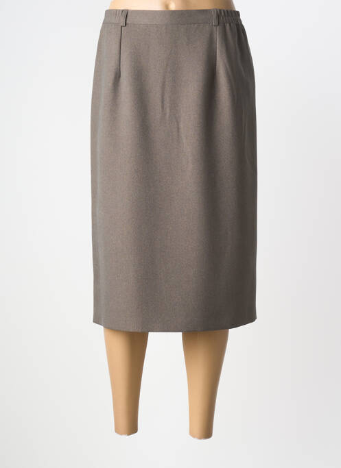Jupe mi-longue coupe droite marron 20/20 femme