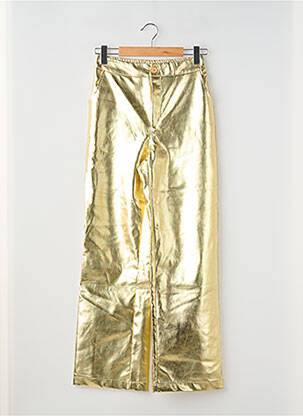 Pantalon droit fermeture zippée sous rabat boutonné taille normale or ANGE femme