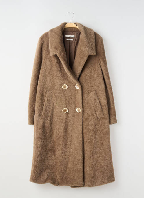 Manteau long coupe droite sans capuche marron MANGO femme