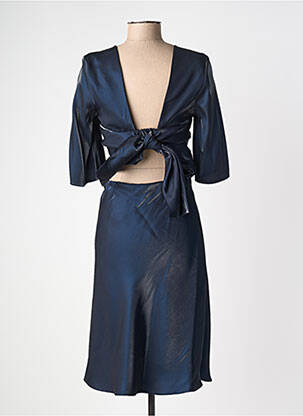 Robe mi-longue manches longues manches longues bleu COP COPINE femme