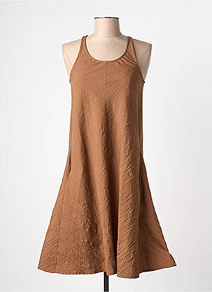 Robe mi-longue sans manche sans manche marron SEMIOLOGY femme