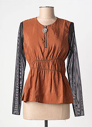 Top coupe cintrée manches longues marron COP COPINE femme